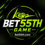 BET55TH Game logo with crown, casino chips, and gold coins.